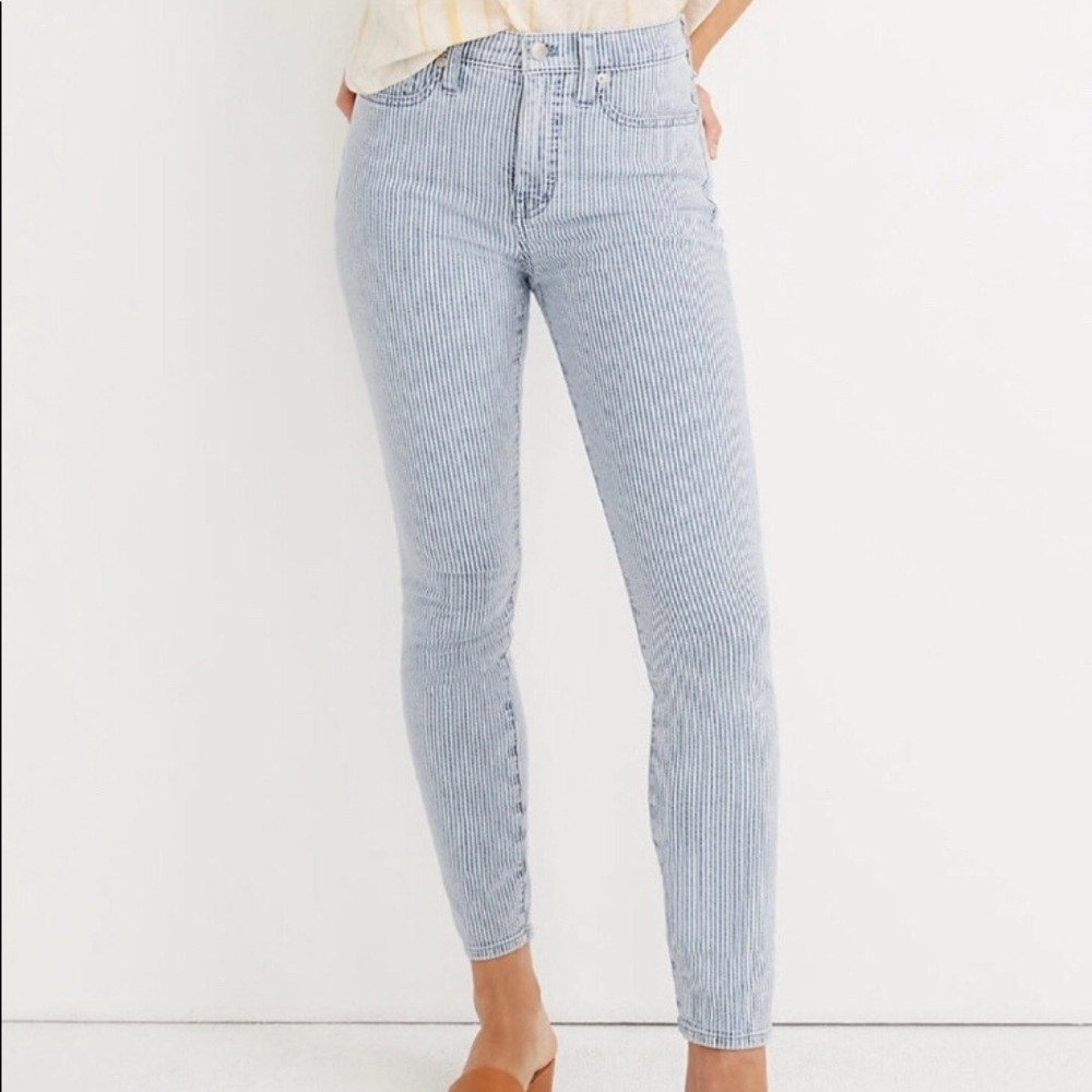 Madewell 10 Inch High Rise Skinny Pinstripe Jeans
